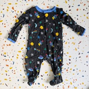 Magnetic Me Space-Print Black One-Piece Pajamas 0-3 Monrhs